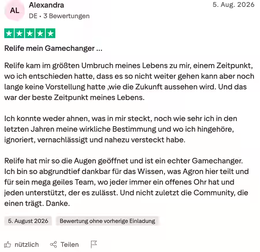 Trustpilot-Bewertung von Alexandra