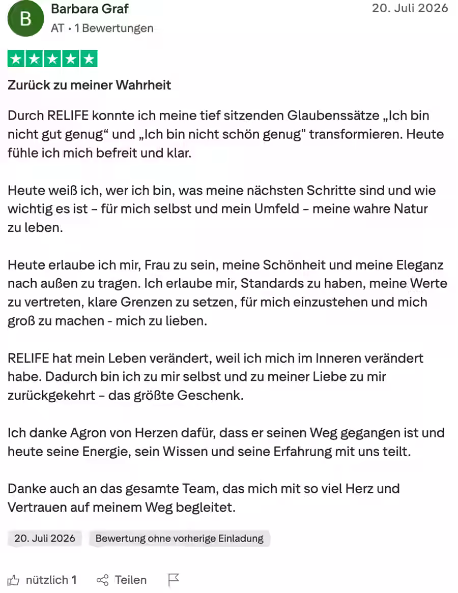 Trustpilot-Bewertung von Barbara Graf