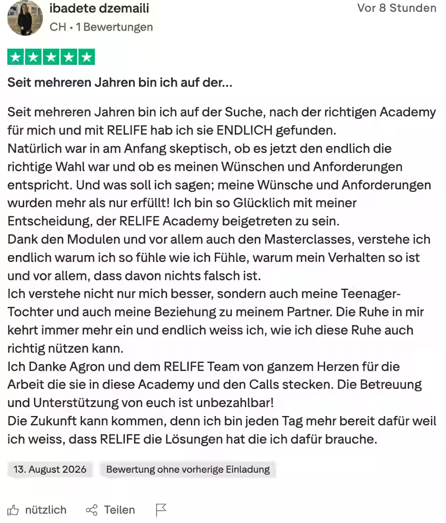 Trustpilot-Bewertung von Ibadete Dzemaili