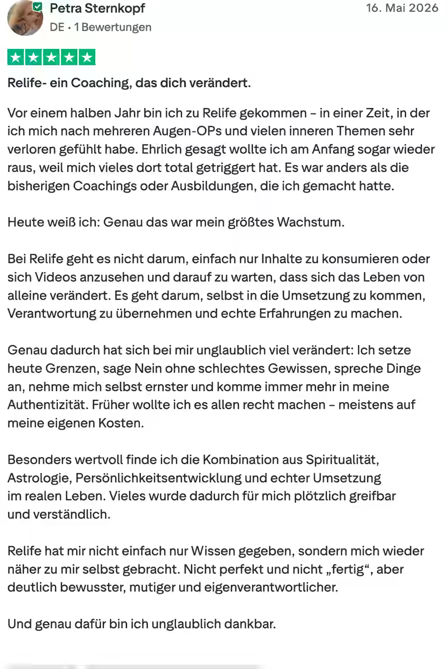 Trustpilot-Bewertung von Petra Sternkopf